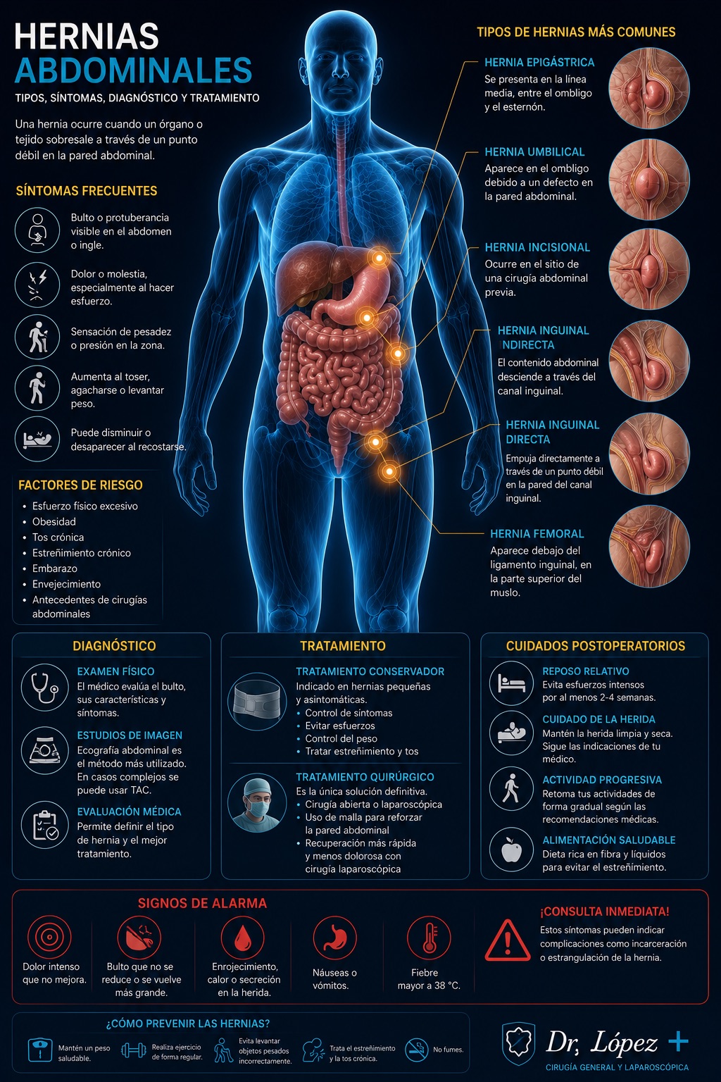 Hernias Abdominales — Tipos y Tratamiento